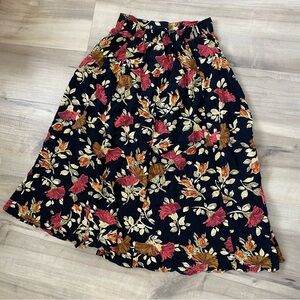 The Limited Black Floral Midi Skirt